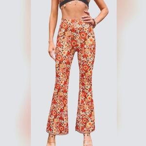 Festive Fit & Flared Boho Sunflower Pants